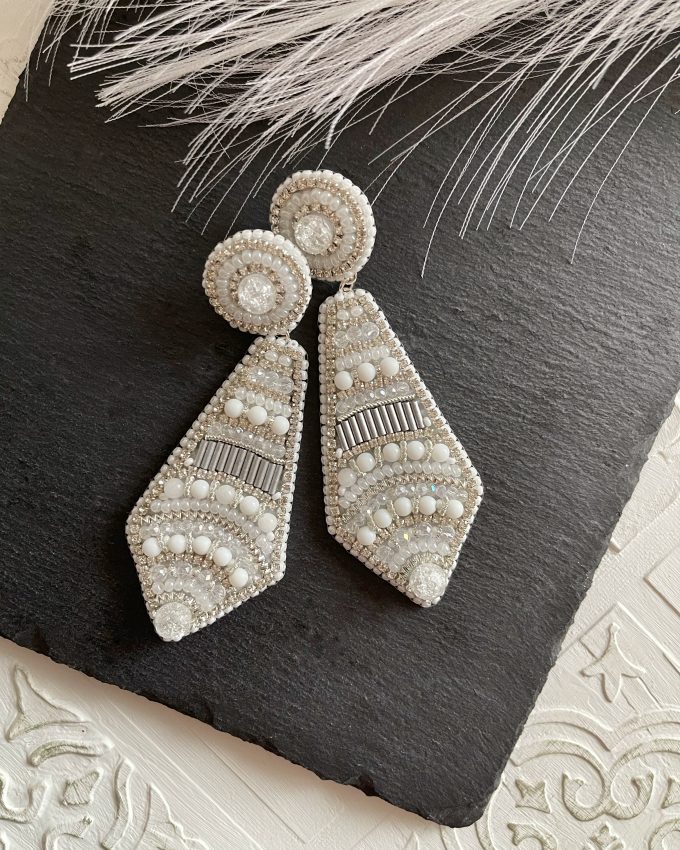 Sidabriniai auskarai, Auskarai su perlais, swarovski auskarai, proginiai auskarai, balti auskarai, vestuviniai auskarai