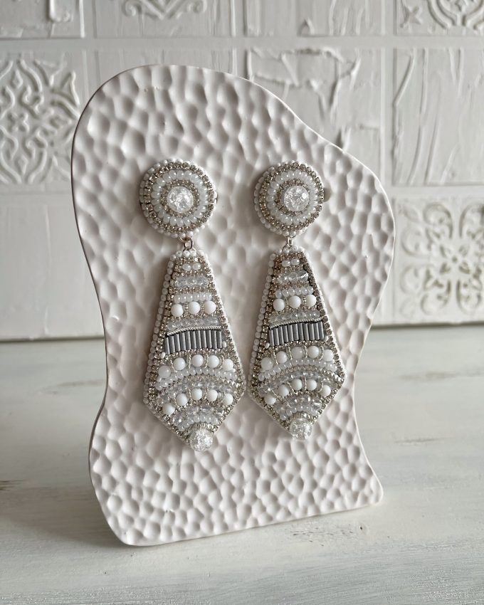 Sidabriniai auskarai, Auskarai su perlais, swarovski auskarai, proginiai auskarai, balti auskarai, vestuviniai auskarai
