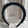 Lankelis plaukams su perlais, vestuvinis lankelis, vestuviniai papuošalai, siuvinėtas lankelis, juodas lankelis