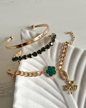 Apyrankės, apyrankių komplektas, papuošalai, papuošalų komplektas, aukso spalvos papuošalai