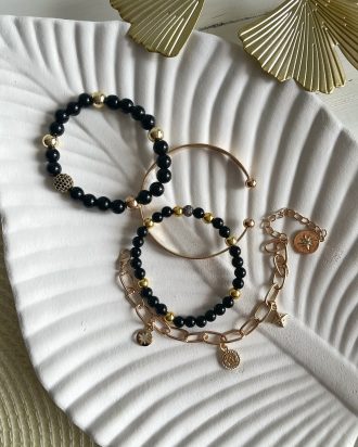 Apyrankės, apyrankių komplektas, aukso papuošalai, perlų papuošalai