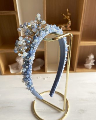 Lankelis plaukams su perlais, vestuvinis lankelis, vestuviniai papuošalai, siuvinėtas lankelis