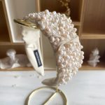 Lankelis plaukams su perlais, vestuvinis lankelis, vestuviniai papuošalai, siuvinėtas lankelis