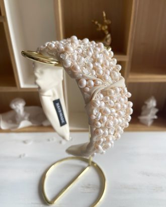 Lankelis plaukams su perlais, vestuvinis lankelis, vestuviniai papuošalai, siuvinėtas lankelis