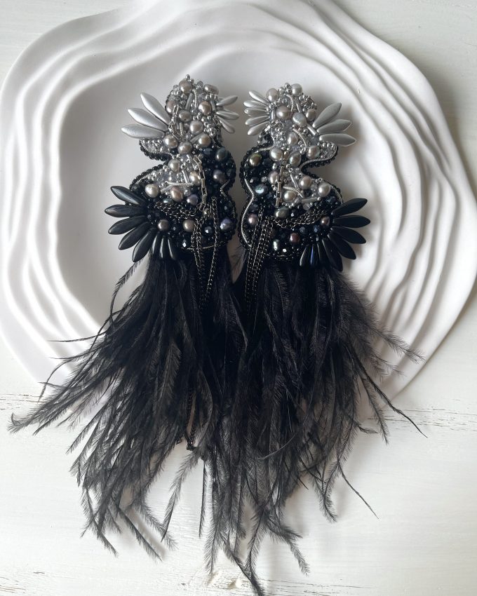 Swarovski auskarai, perlų auskarai, juodi auskarai