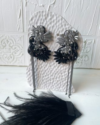 Swarovski auskarai, perlų auskarai, juodi auskarai