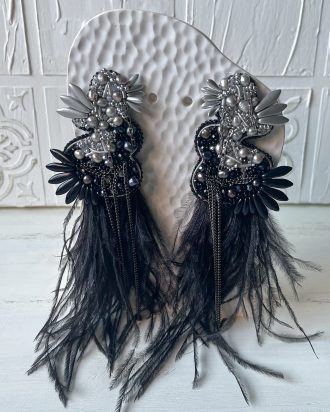 Swarovski auskarai, perlų auskarai, juodi auskarai