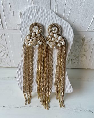 Swarovski auskarai, perlų auskarai, auksiniai auskarai