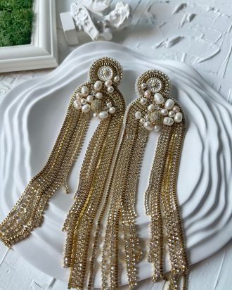 Swarovski auskarai, perlų auskarai, auksiniai auskarai