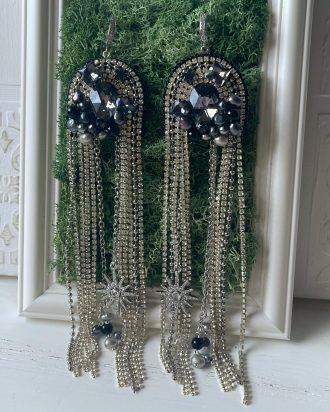 Swarovski auskarai, perlų auskarai, juodi auskarai