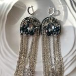 Swarovski auskarai, perlų auskarai, juodi auskarai