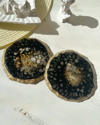 Padėkliukai, juodas interjeras, juodai auksiniai, namų dekoras, interjero akcentai, dovana jai, dovana, dovanos moterims