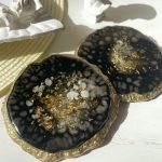 Padėkliukai, juodas interjeras, juodai auksiniai, namų dekoras, interjero akcentai, dovana jai, dovana, dovanos moterims