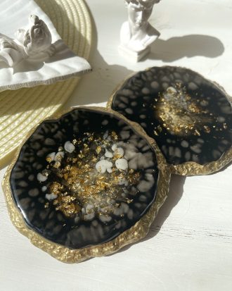 Padėkliukai, juodas interjeras, juodai auksiniai, namų dekoras, interjero akcentai, dovana jai, dovana, dovanos moterims